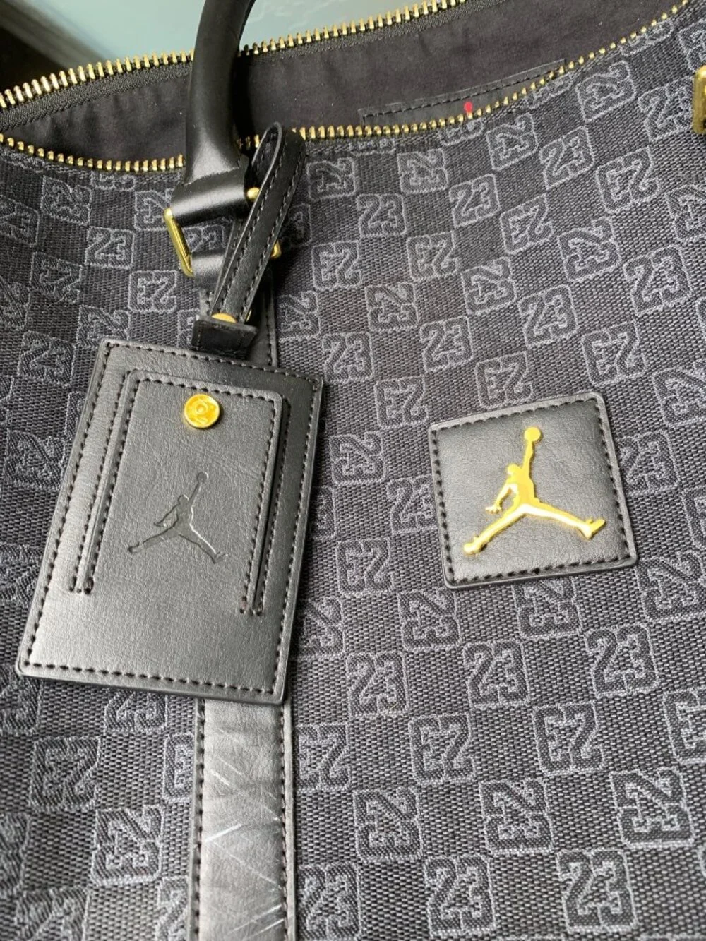 Air Jordan Monogram Duffle Bag Black Gold Logo 18